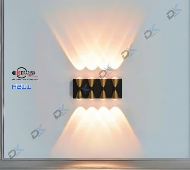 Đèn hắt tia 211 vỏ nhựa đen Drarink (8 tia) vàng