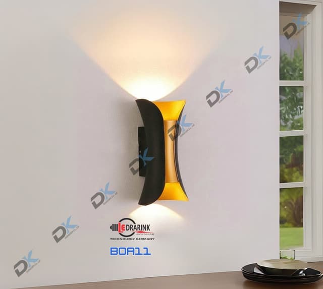 Đèn hắt tia BOA11 (2 tia) vàng Drarink vỏ đen