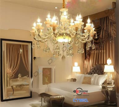 Đèn chùm nến chao đá 601/15 Drarink