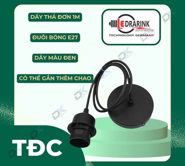 Dây đuôi thả vành 1M đen Drarink